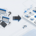 Illustration showing transition from spreadsheet chaos to organized oil field data management software