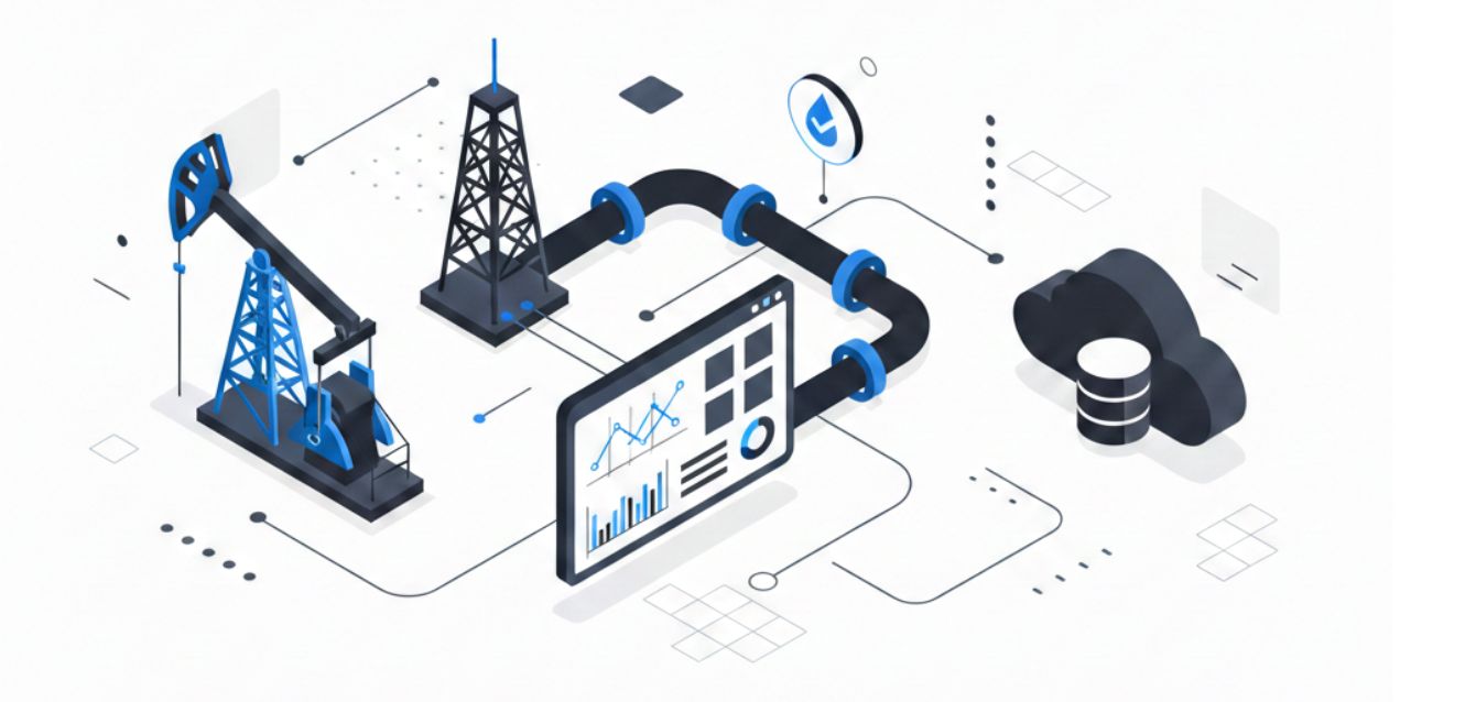 oil-industry-data-analytics-digital-transformation.png Oil and gas industry digital analytics system with drilling rigs, pipeline, cloud storage, and data dashboard