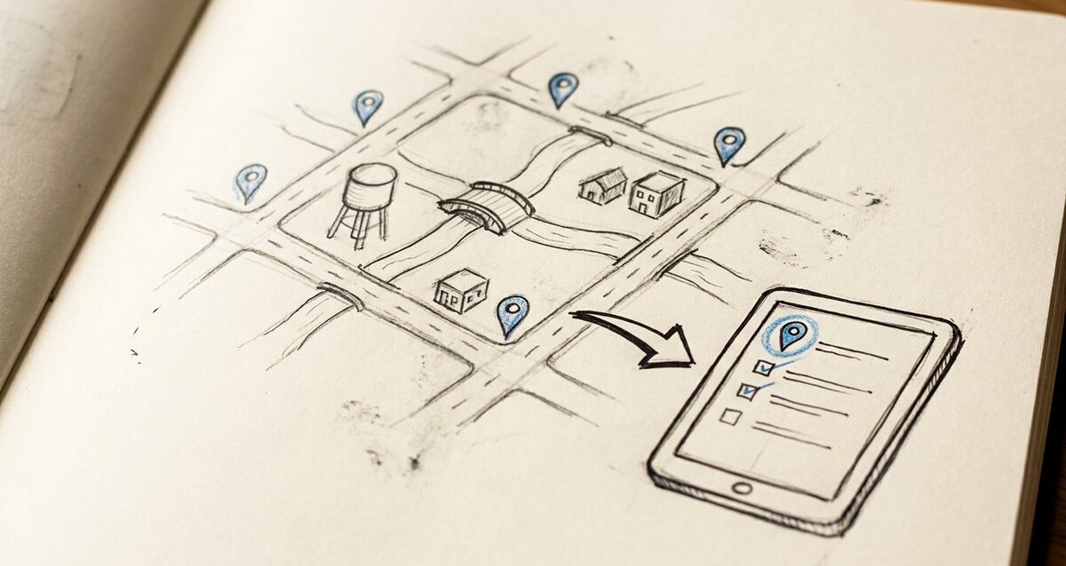 Municipal asset management software tracking roads, water, and facilities for a small Canadian city on one map