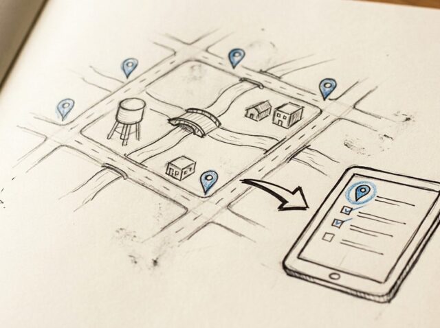 Municipal asset management software tracking roads, water, and facilities for a small Canadian city on one map