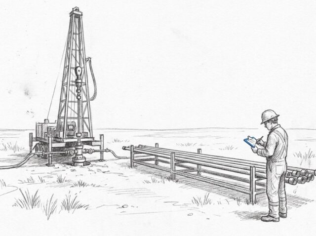 Featured AER Directive 011 estimated liability: a service rig crew at a wellsite with the pulled tubing and rods racked beside the wellhead